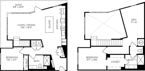floor plan of the 1700 sq ft floor plan with bedrooms and baths
